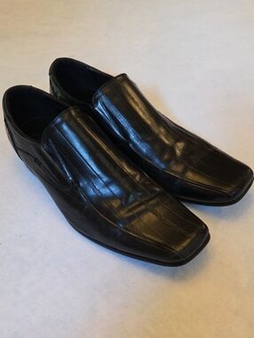ALD0 Men's Black Leather Slip-On Loafers
